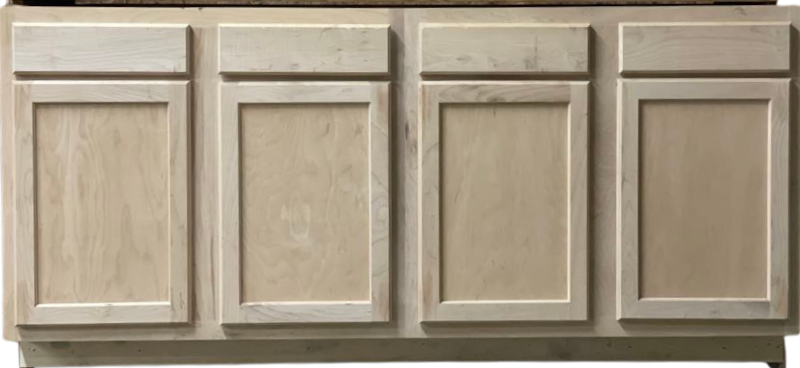 Full Line of Unfinished all wood flat panel cabinets and drawers INSTOCK